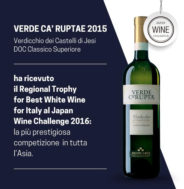 Il VERDE CA&#039; RUPTAE trionfa alla 19° edizione del JAPAN WINE CHALLENGE 2016